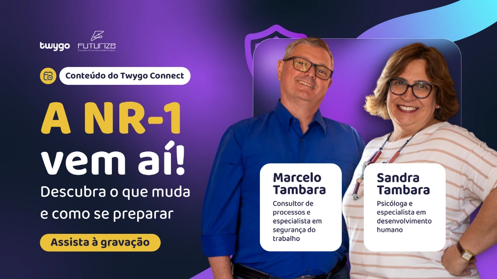 banner do webinar nr-1 vem aí, aula gravada no twygo connect