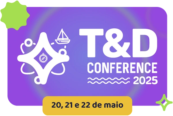 logo do T&D conference 2025, o maior evento online de treinamento e desenvolvimento do Brasil para profissionais de RH e educação corporativa
