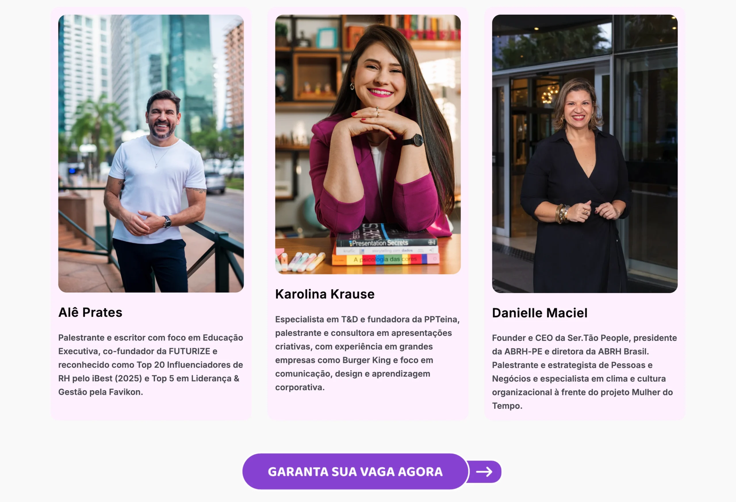 imagem com os palestrantes do T&D connect: performance em treinamento e desenvolvimento