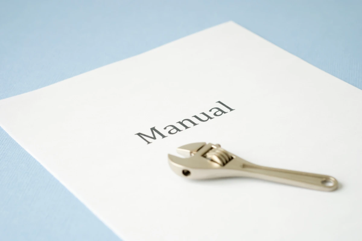 imagem de uma folha escrita manual. em cima da folha, temos uma chave de boca