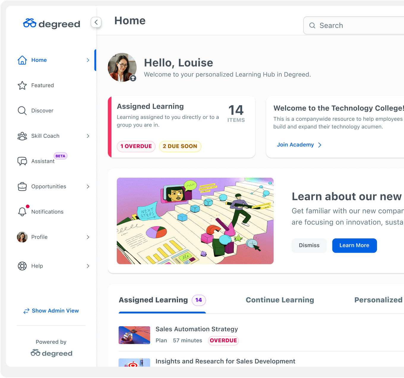 interface degreed uma das melhores plataforma lms