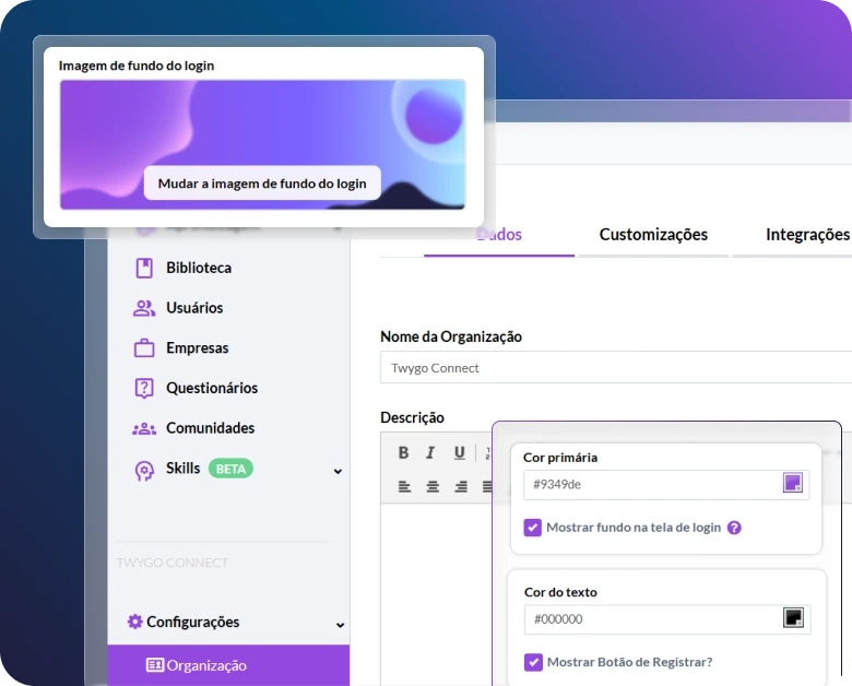 recursos de configuração e personalização do ambiente de aprendizagem na plataforma ead da twygo