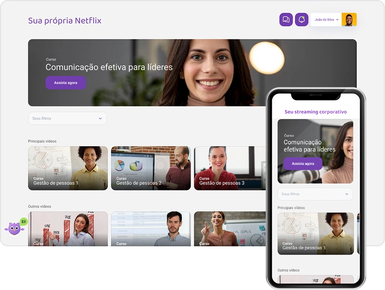interface da twygo lms, plataforma para criar universidade corporativa que fica com visual estilo netflix